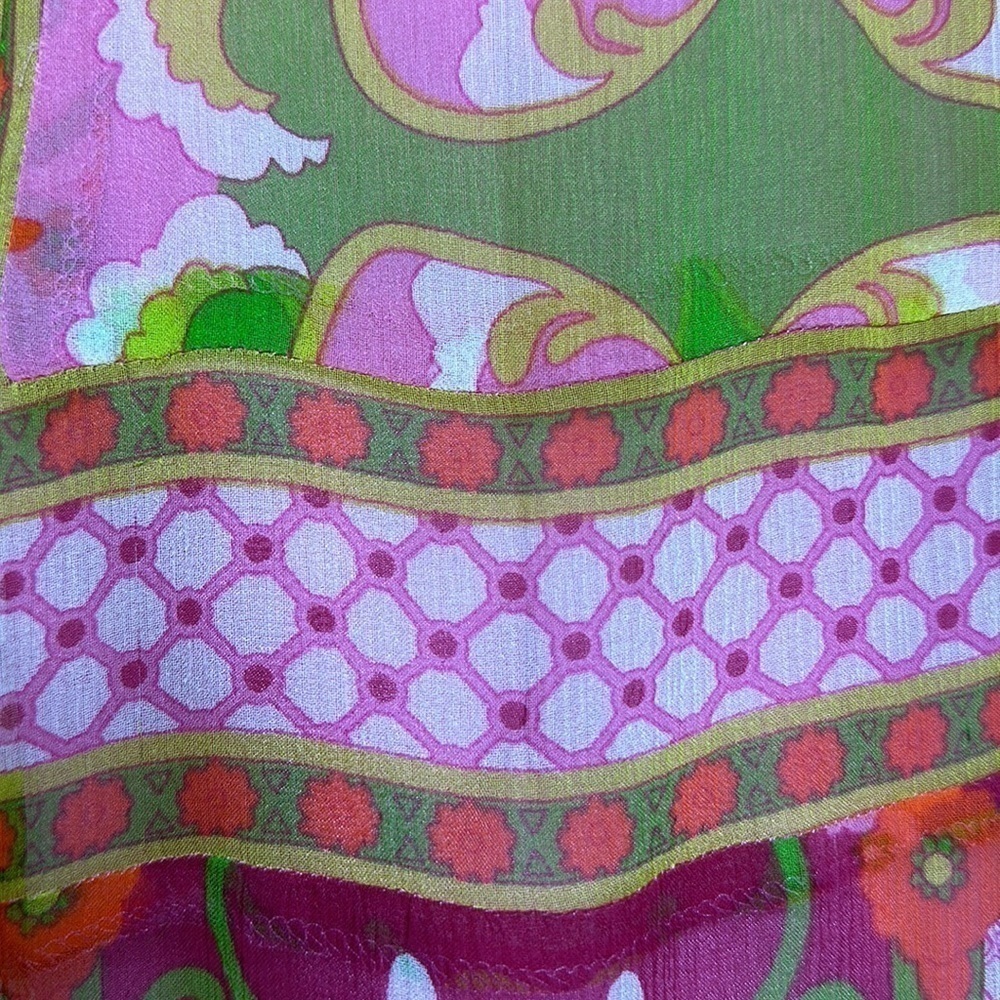 Y2K 100% Silk Boho Shift Dress Pink Floral Resort Sleeveless ECI New York - Picture 4 of 13